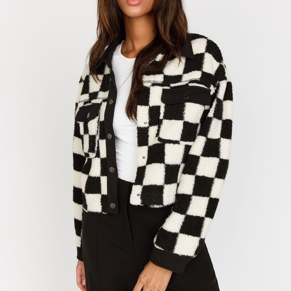 Checkered fleece jacket.  Size medium.
